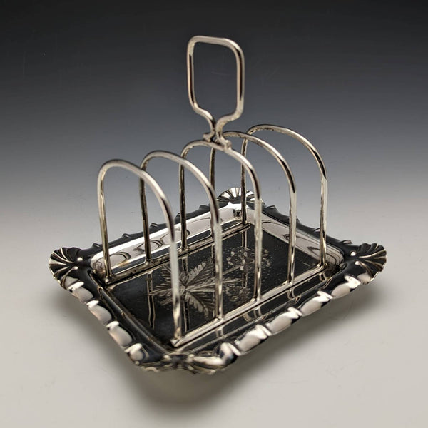 British antique silver plate flower sculpture toast rack